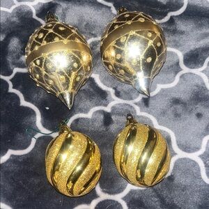 Gold and Silver Holiday Ornaments Set